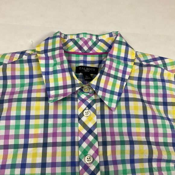 Talbots Cotton Office Button Shirt Colorful Plaid Long Sleeve Classic Top PS - Picture 3 of 10